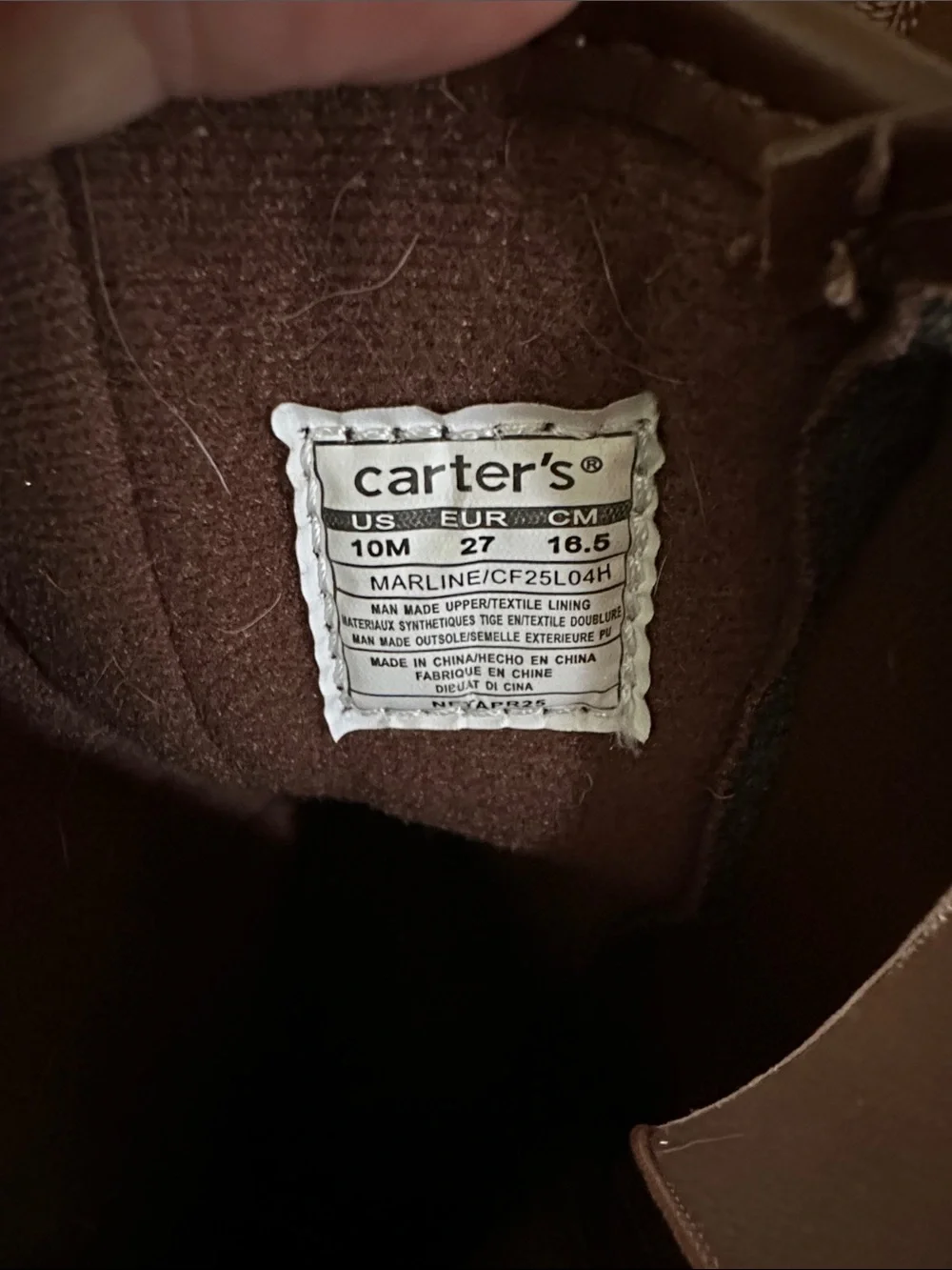 Carter's Brown Girls Boot with Side Zip